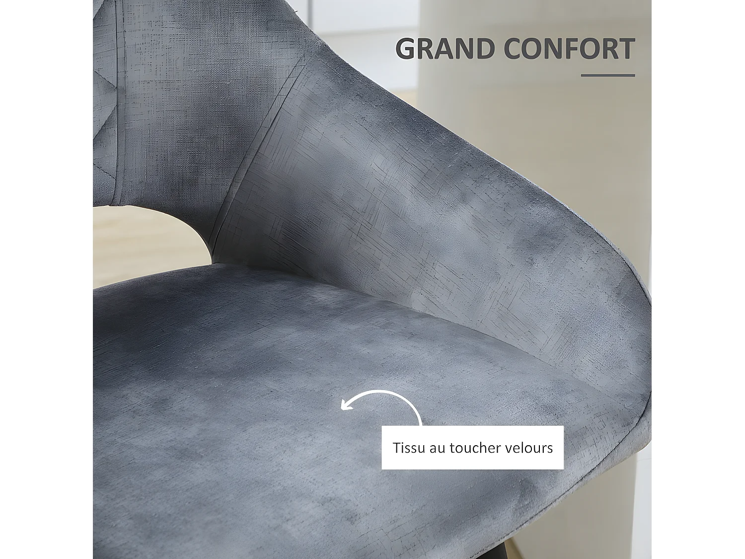 Lot de 2 chaises de salon SAMUEL gris et noir