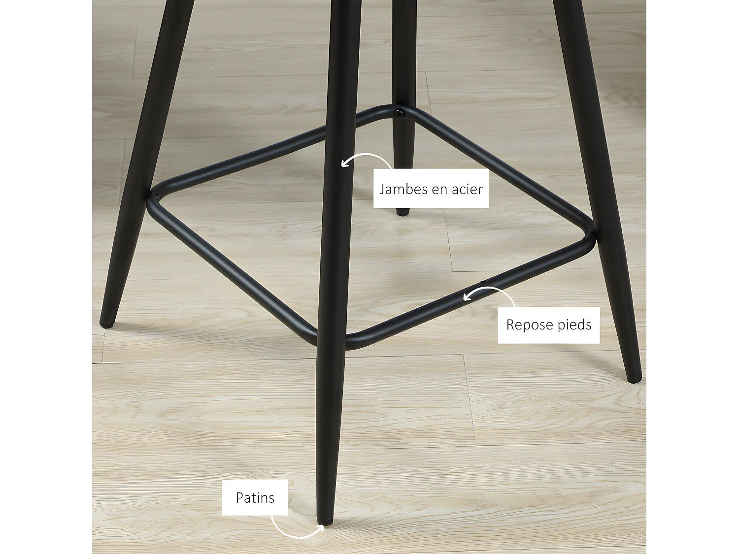 Lot de 2 chaises de salon SAMUEL gris et noir