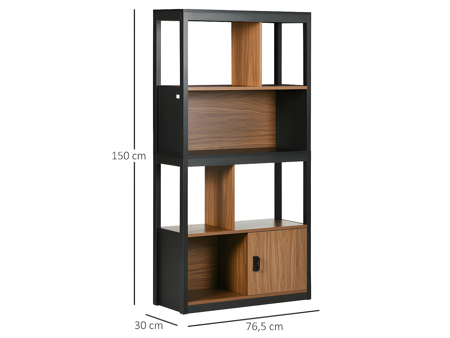 Bibliothèque étagère LINARES bois et noir