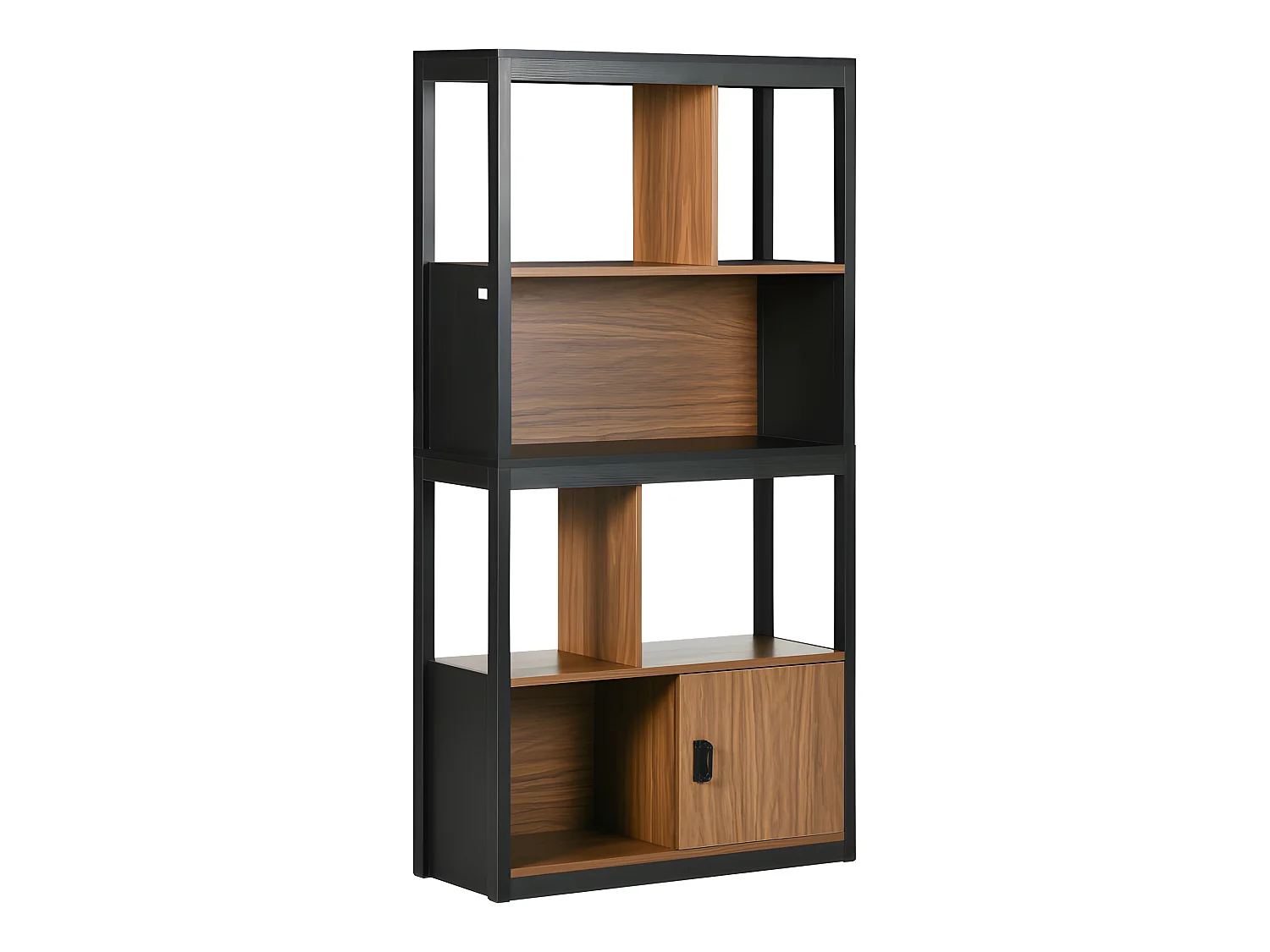 Bibliothèque étagère LINARES bois et noir
