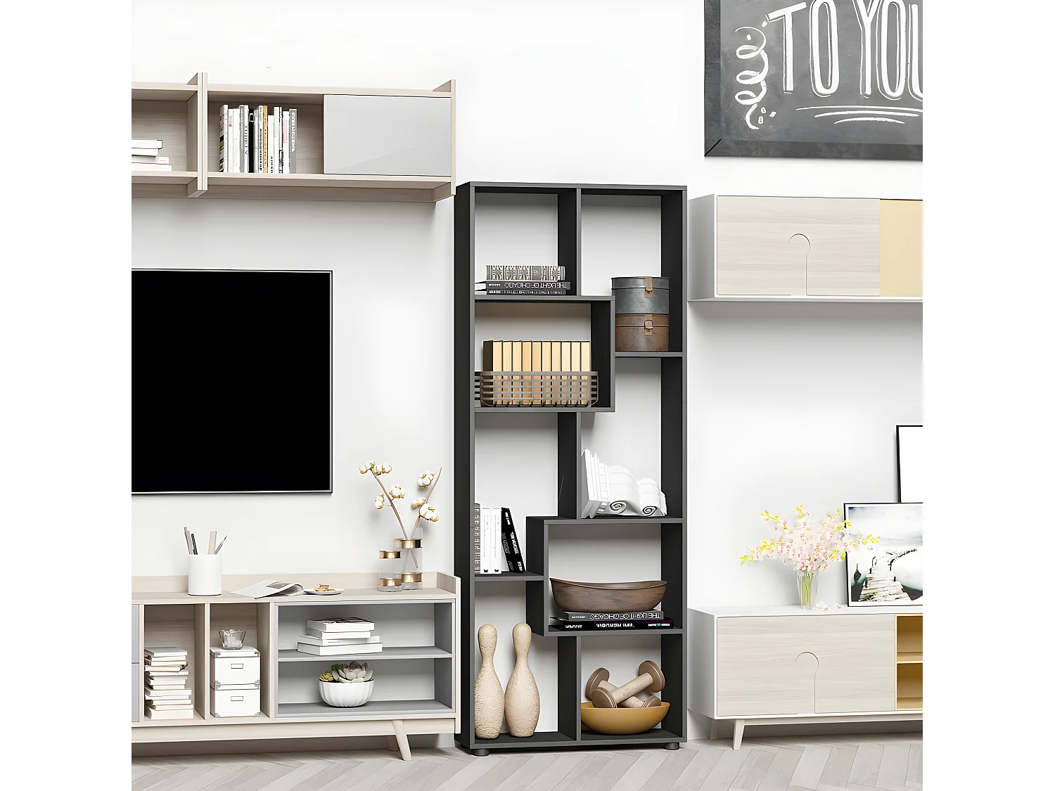 Bibliothèque zigzag NICE full noir