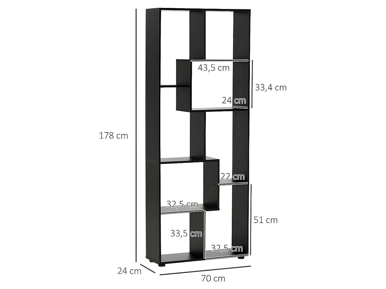 Bibliothèque zigzag NICE full noir