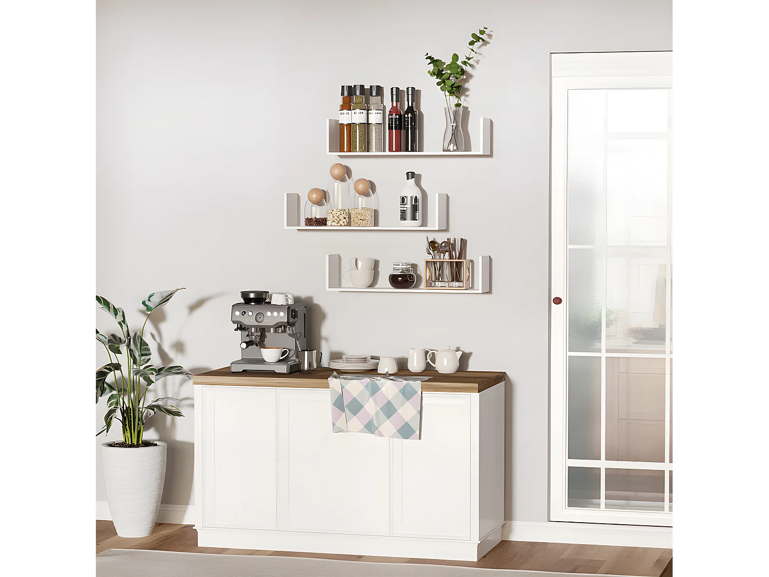 Lot de 3 étagères murales SANTOS blanches