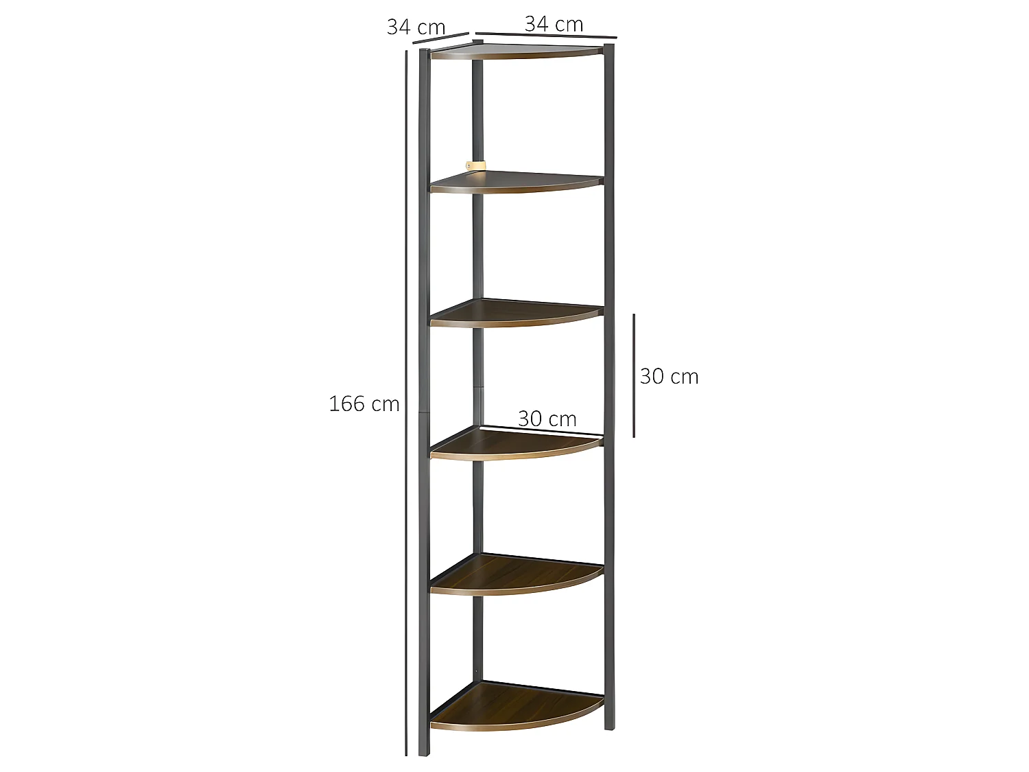 Bibliothèque étagère d'angle RECIF aspect bois et noir