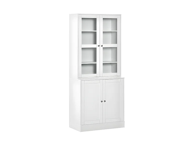 Bibliothèque vitrine 4 portes PISE bois blanc