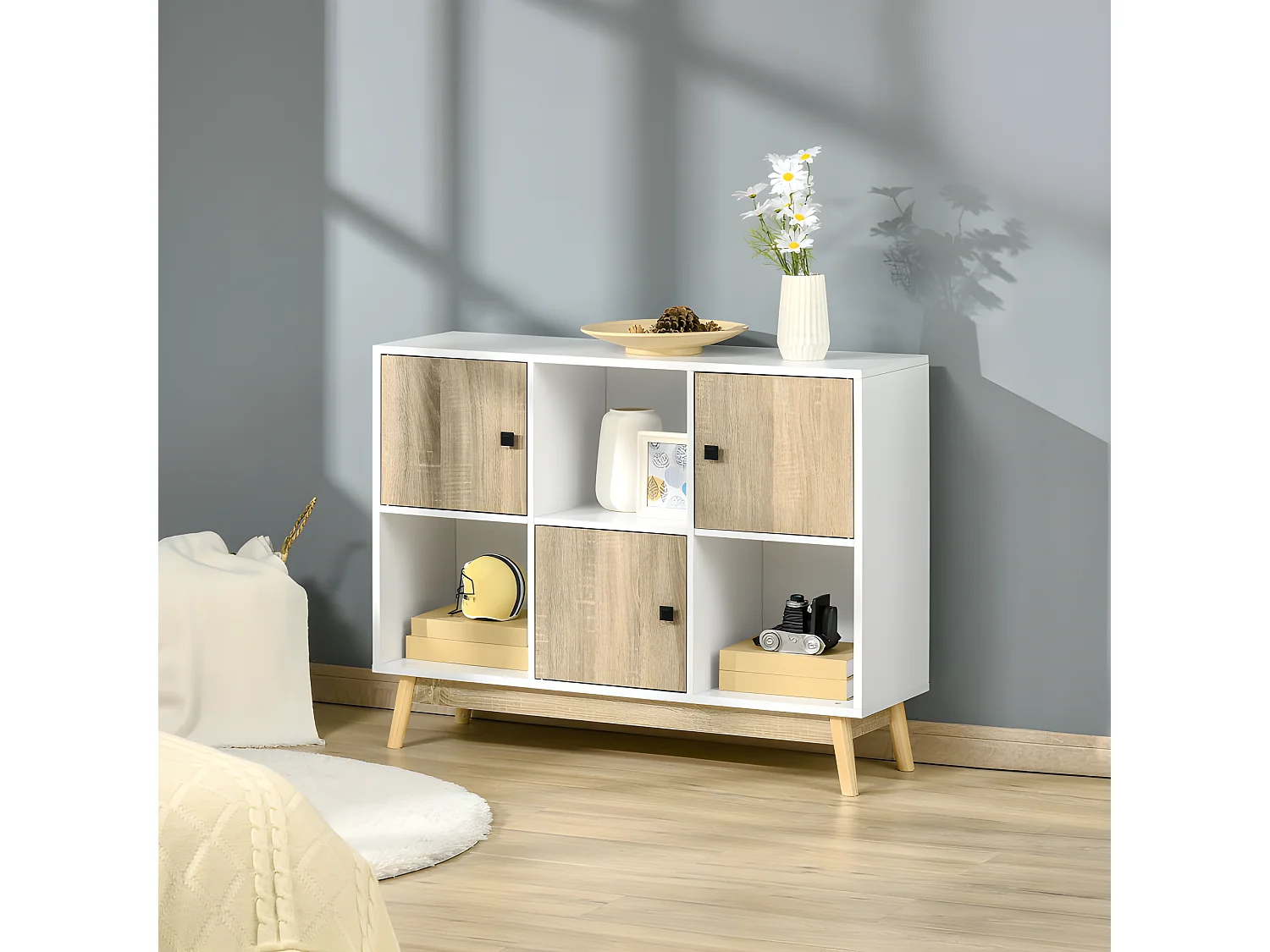 Bibliothèque scandinave REUS aspect chêne clair