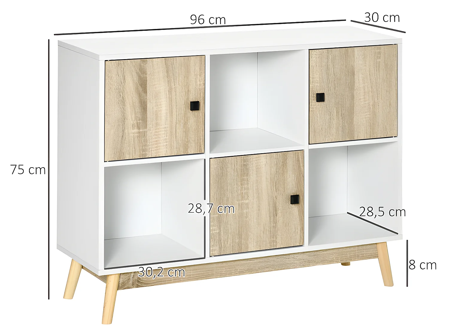 Bibliothèque scandinave REUS aspect chêne clair