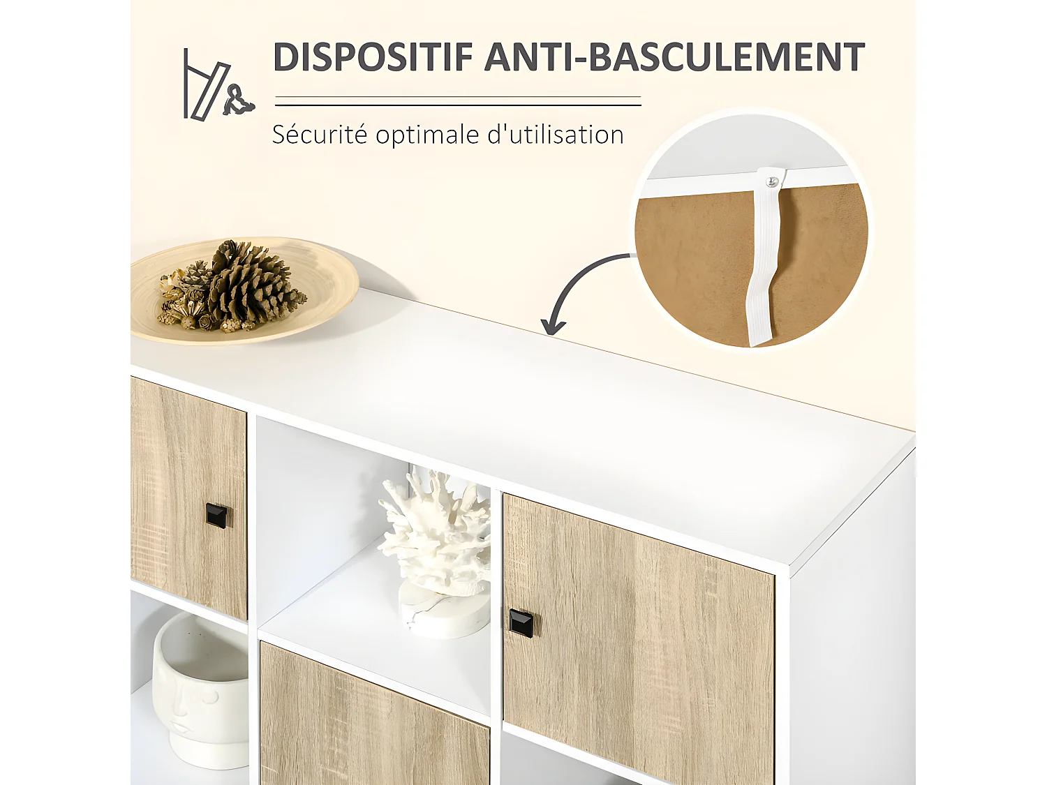 Bibliothèque scandinave REUS aspect chêne clair