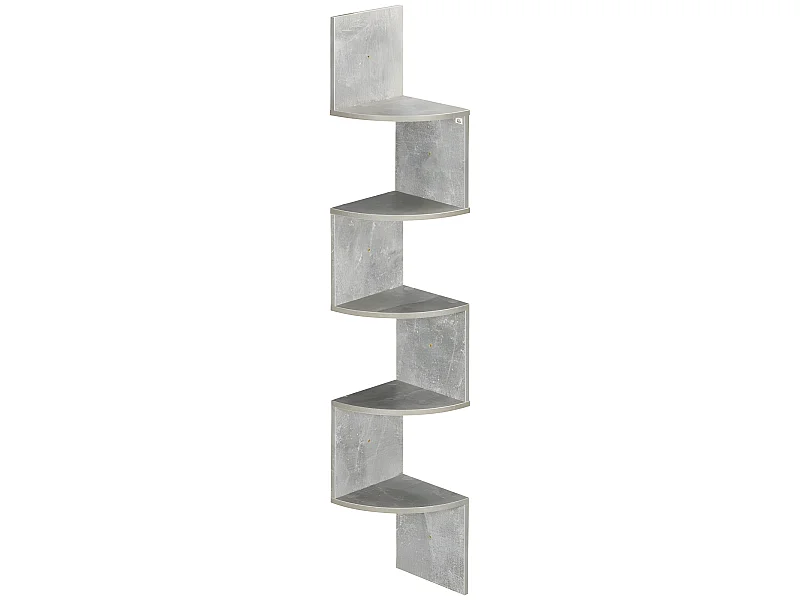 Etagère d'angle zig-zag BENONI gris béton ciré