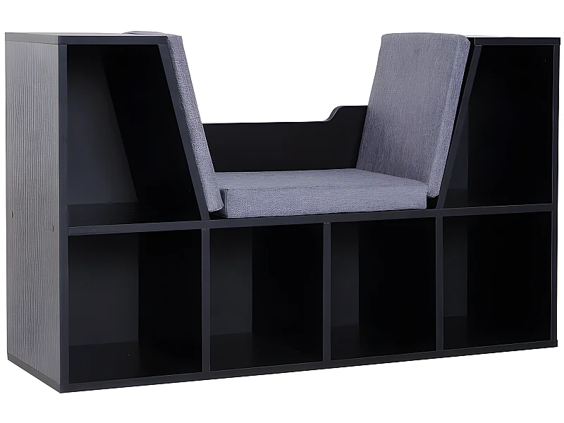 Banc bibliothèque MATARO noir et gris