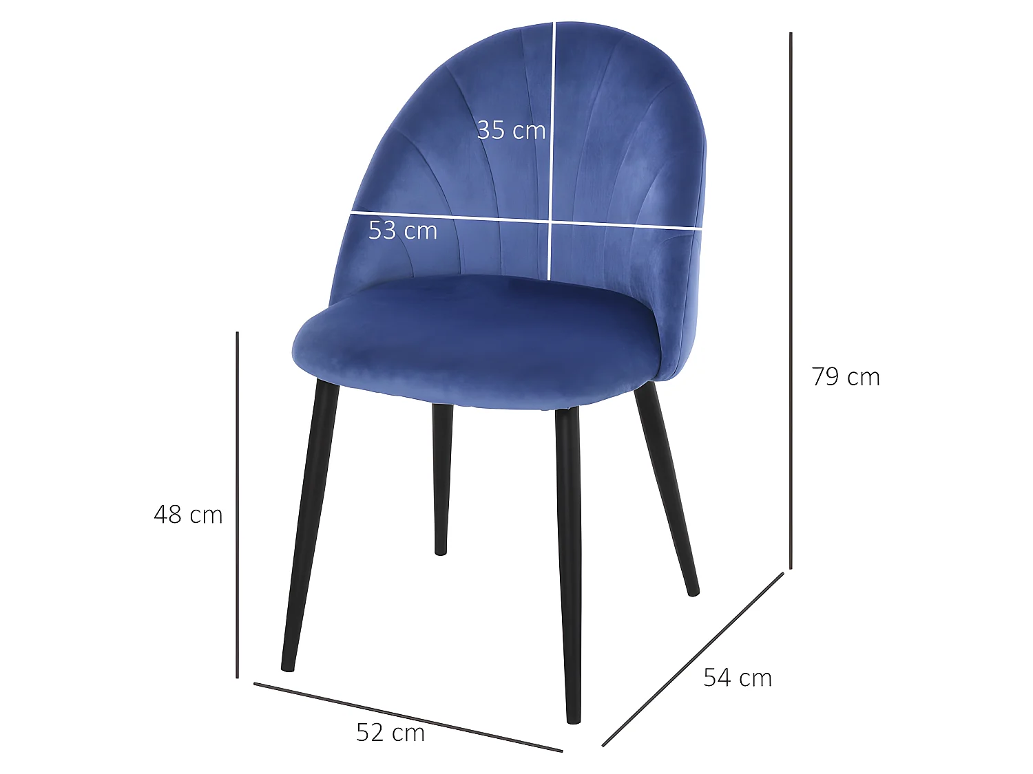 Lot de 2 chaises velours art déco BETTYSTOWN bleues