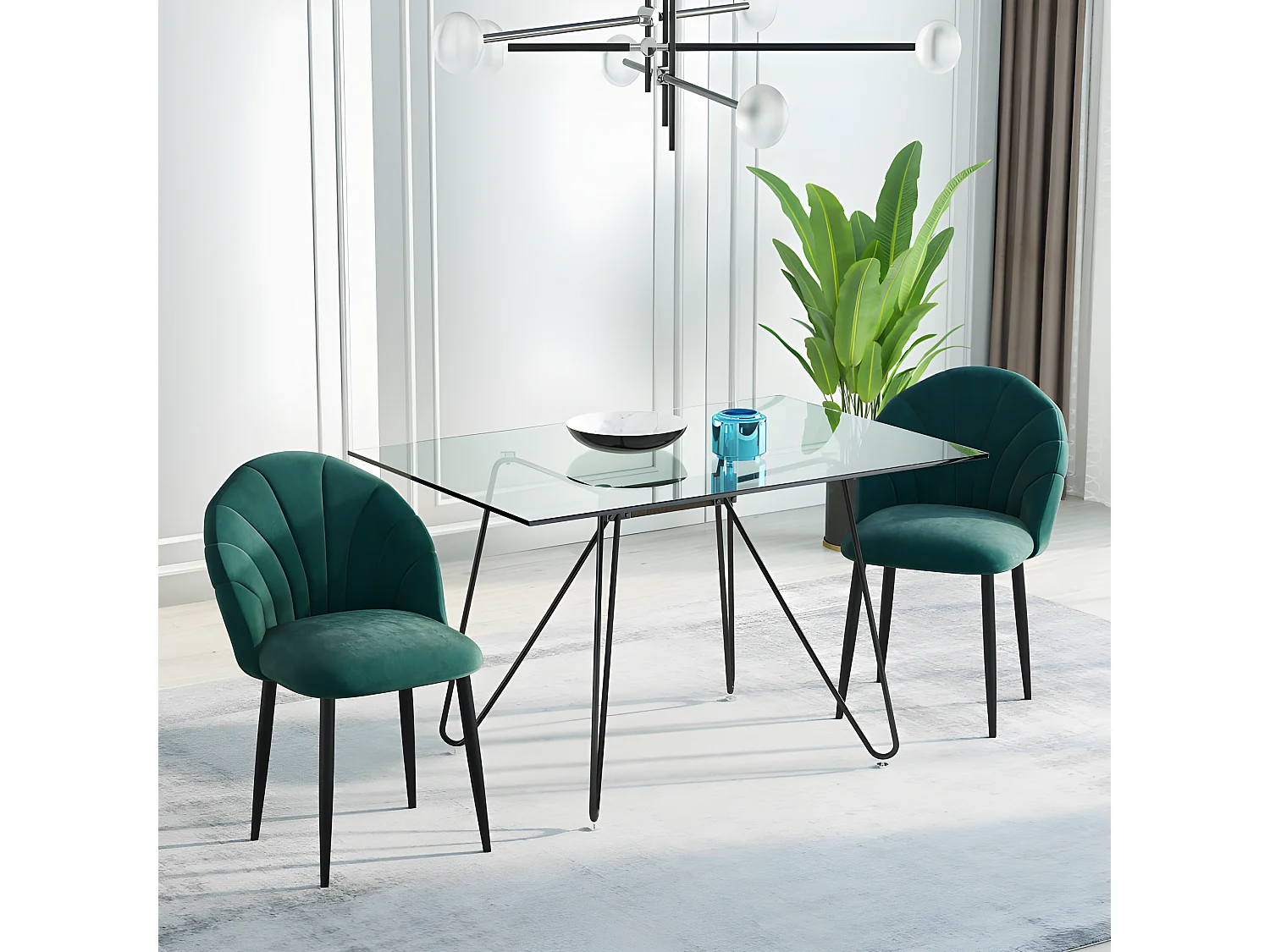 Lot de 2 chaises COLIBRI velours vert