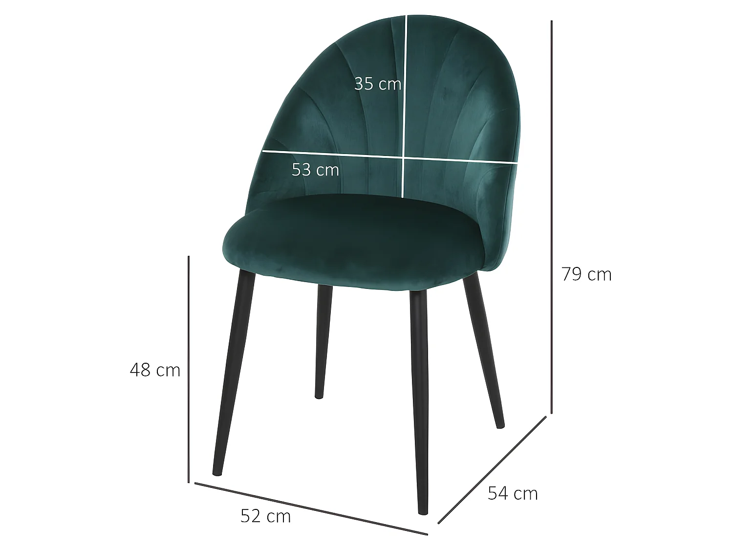 Lot de 2 chaises COLIBRI velours vert