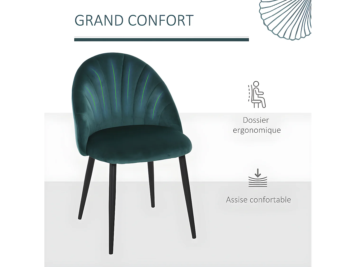 Lot de 2 chaises COLIBRI velours vert