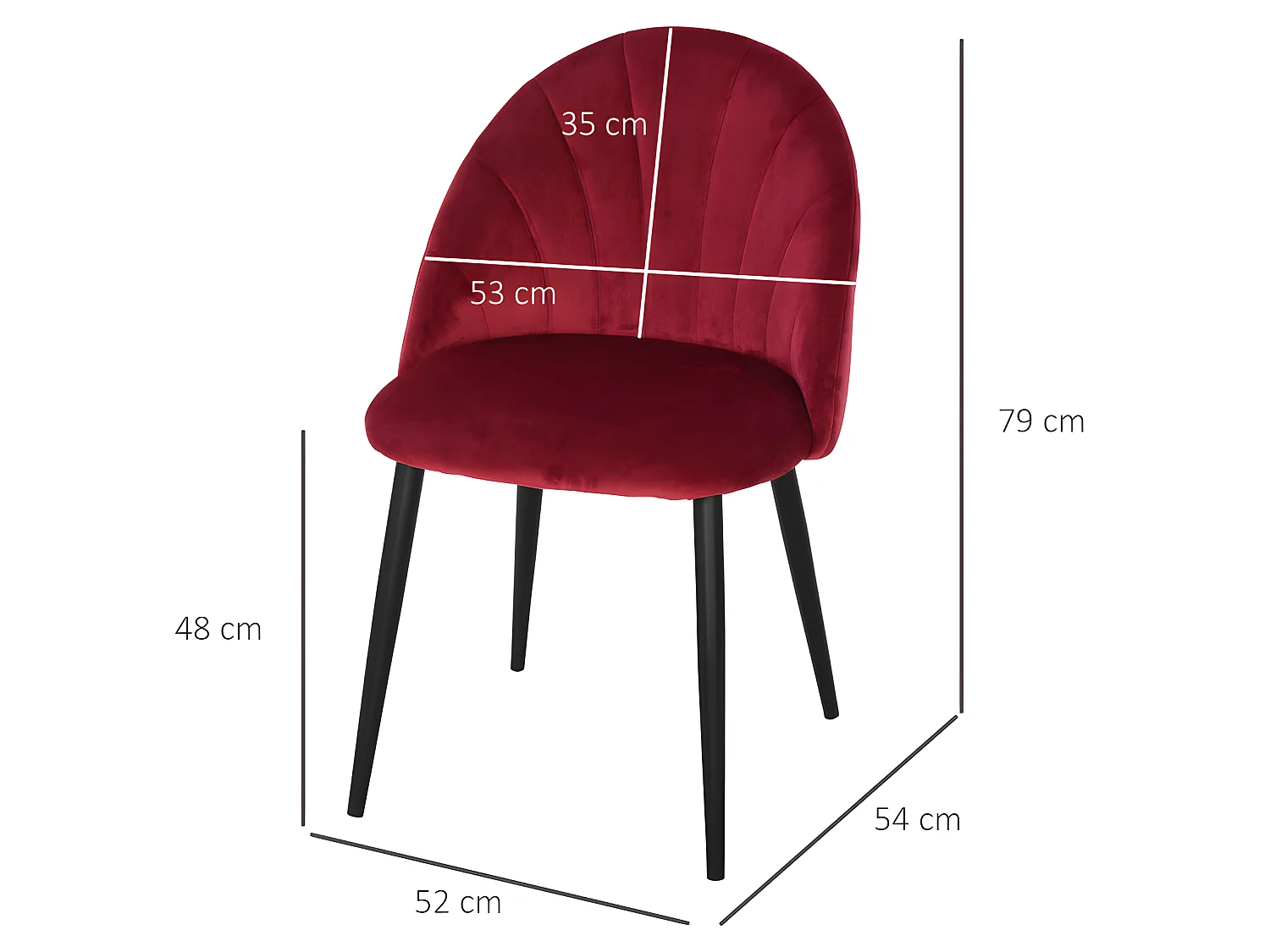 Lots de 2 chaises LOU en velours bordeaux