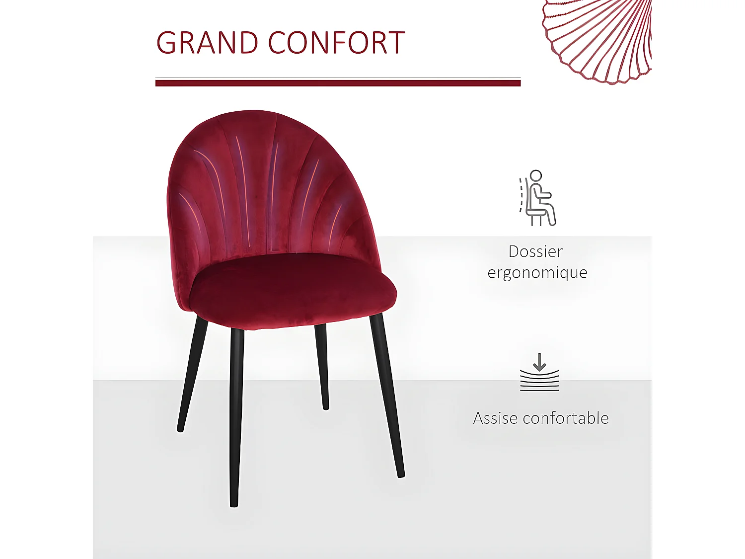 Lots de 2 chaises LOU en velours bordeaux