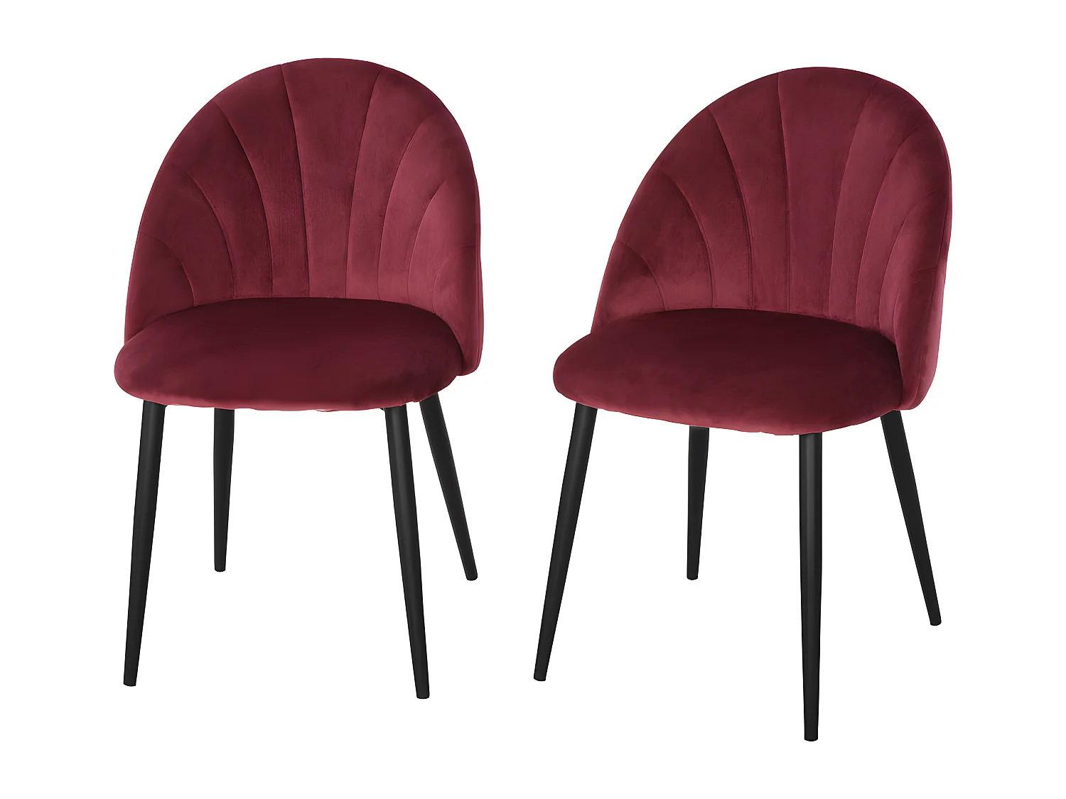 Lots de 2 chaises LOU en velours bordeaux