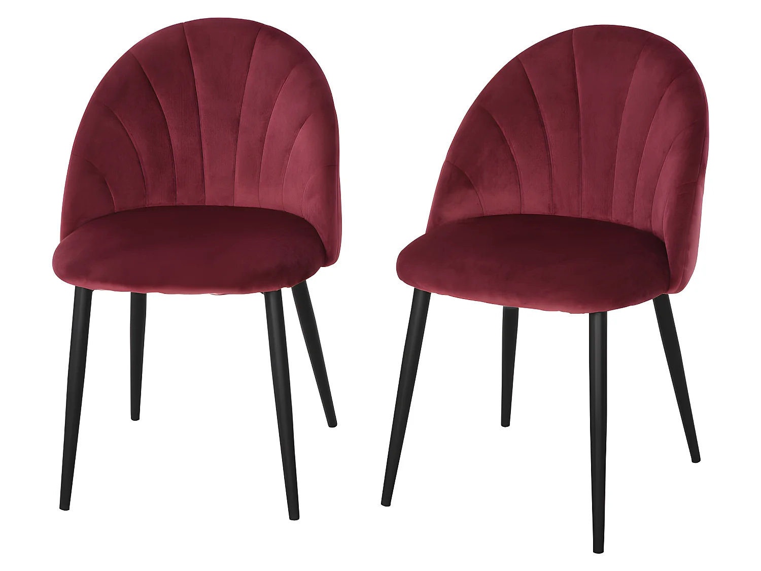 Lots de 2 chaises LOU en velours bordeaux