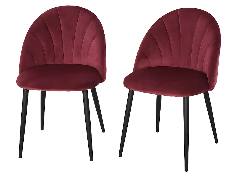 Lots de 2 chaises LOU en velours bordeaux