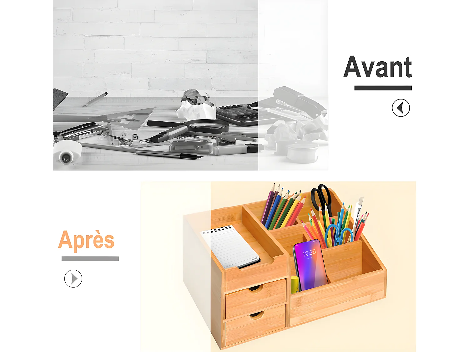 Organiseur de bureau PRETO bambou