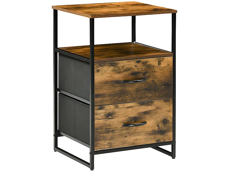 Meuble de rangement industriel ALICANTE bois et noir