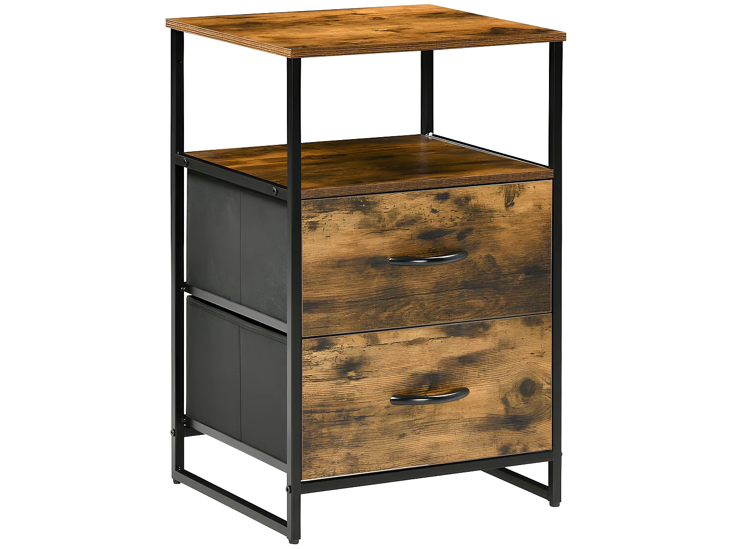 Meuble de rangement industriel ALICANTE bois et noir