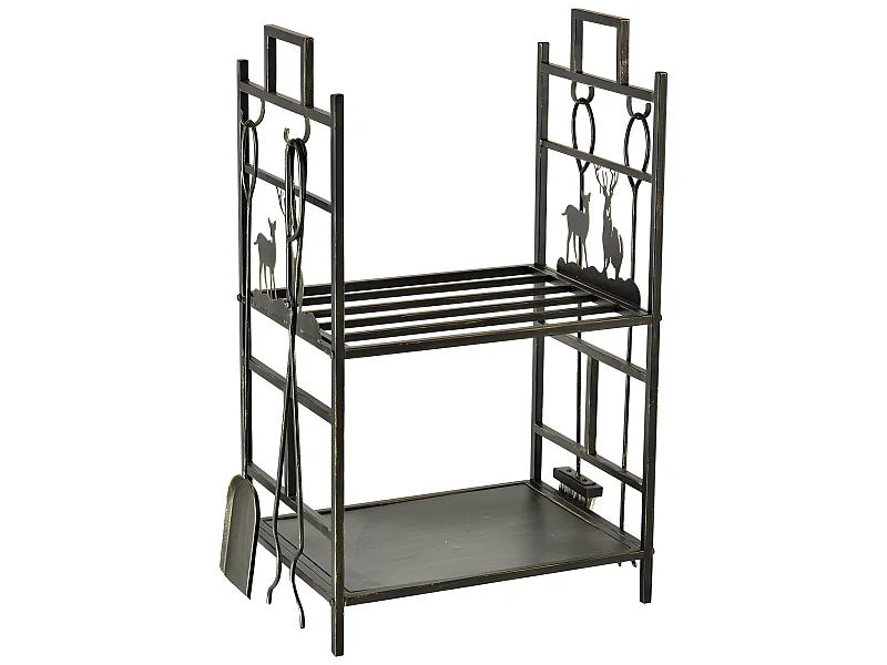 Serviteur de cheminée porte-bûches DEER noir