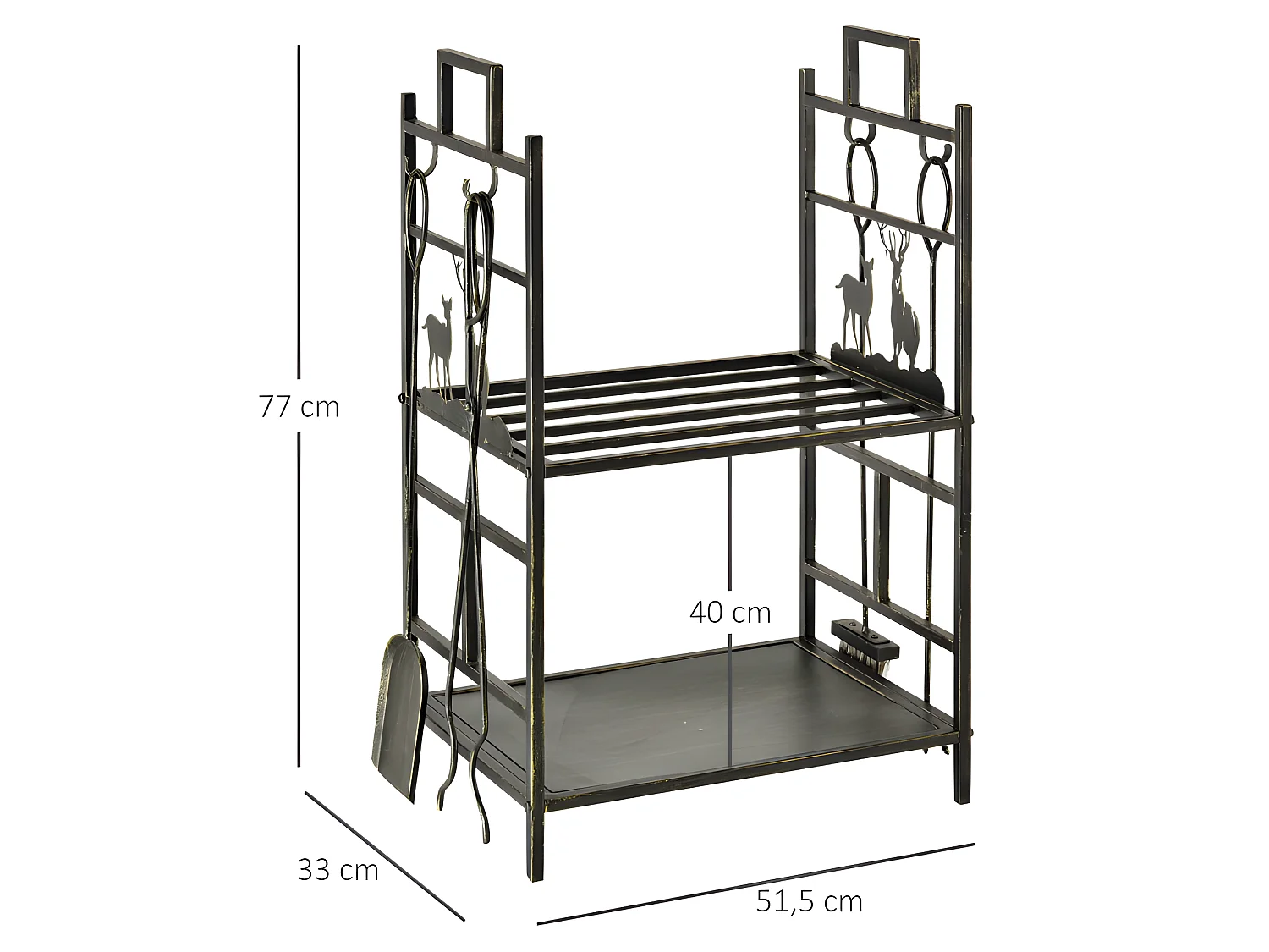 Serviteur de cheminée porte-bûches DEER noir