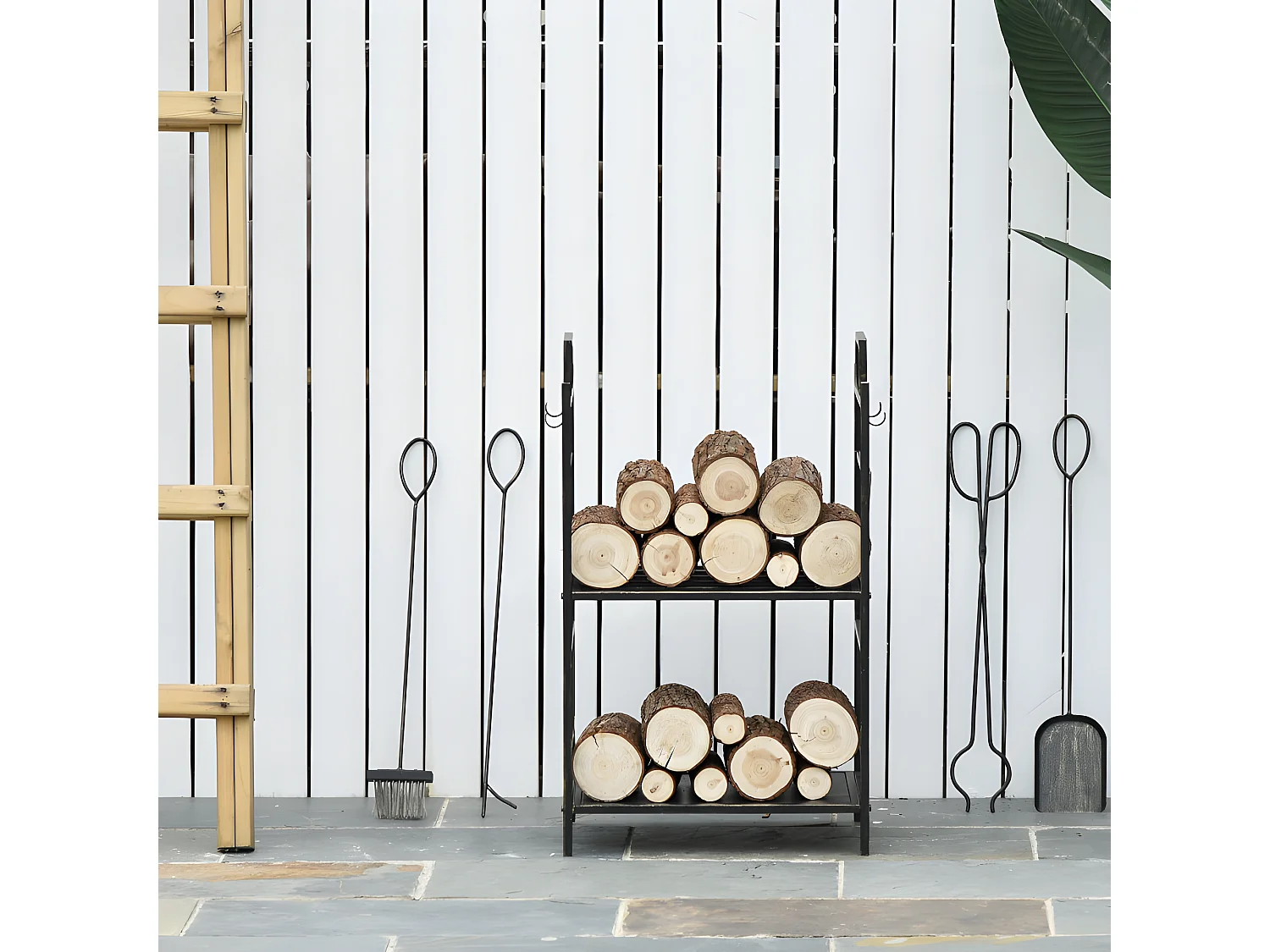 Serviteur de cheminée porte-bûches DEER noir