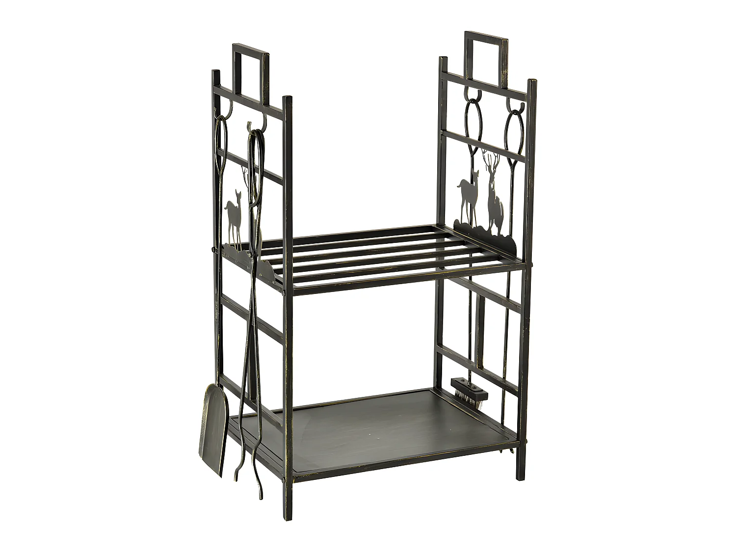 Serviteur de cheminée porte-bûches DEER noir