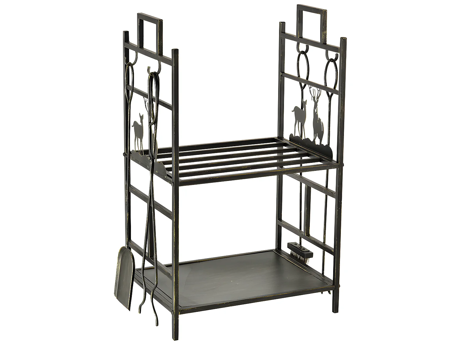 Serviteur de cheminée porte-bûches DEER noir