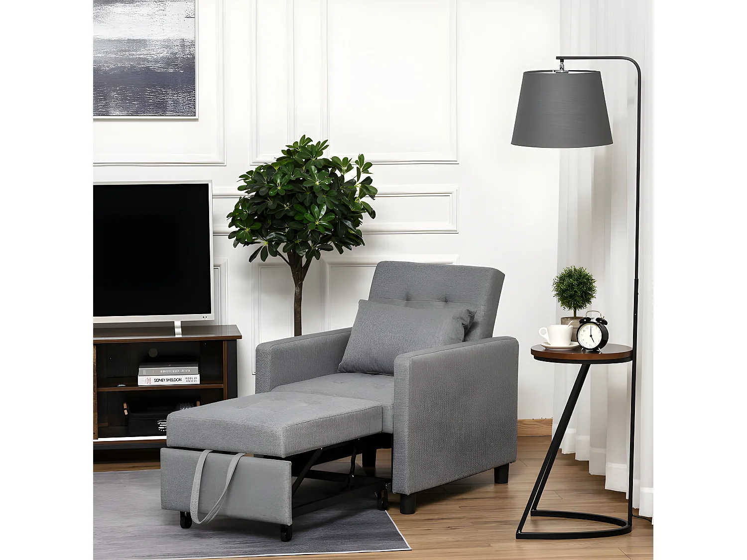 Fauteuil chauffeuse convertible SPEZIA gris