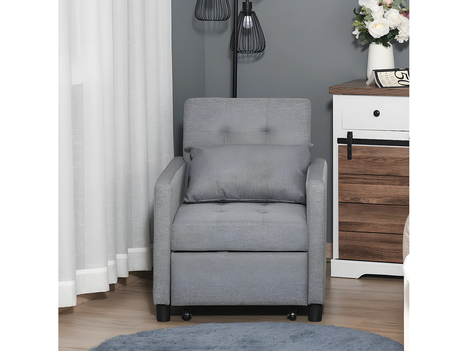 Fauteuil chauffeuse convertible SPEZIA gris