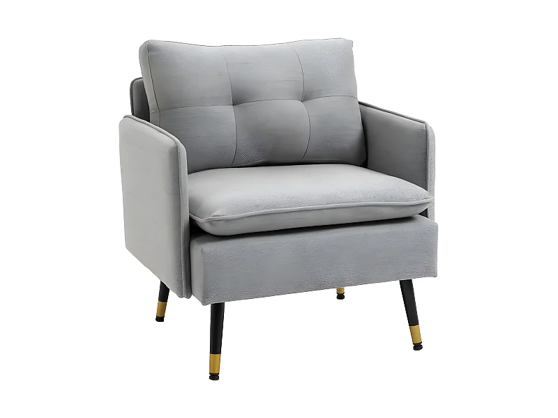 Fauteuil capitonné RUBI gris