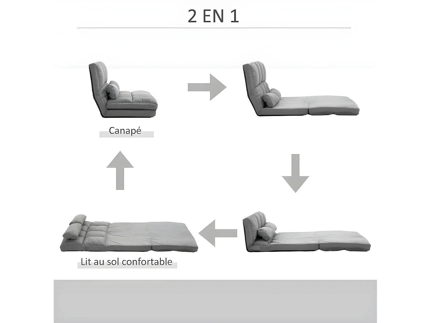 Chauffeuse canapé convertible PLAISANCE grise