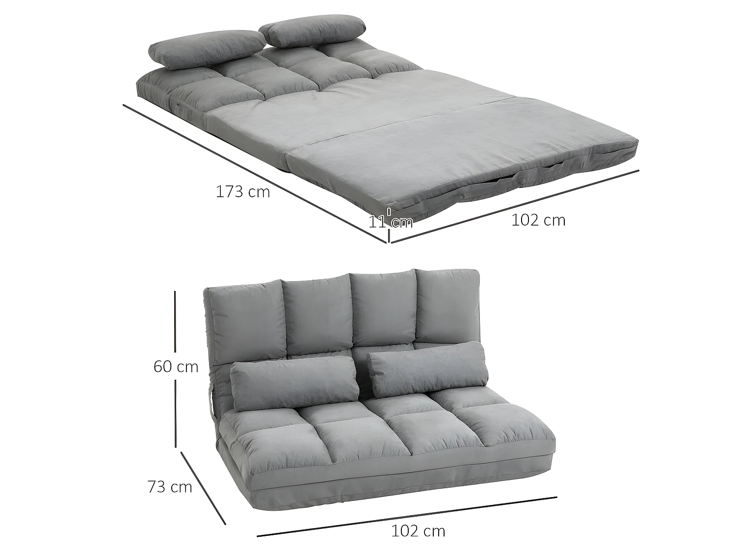 Chauffeuse canapé convertible PLAISANCE grise