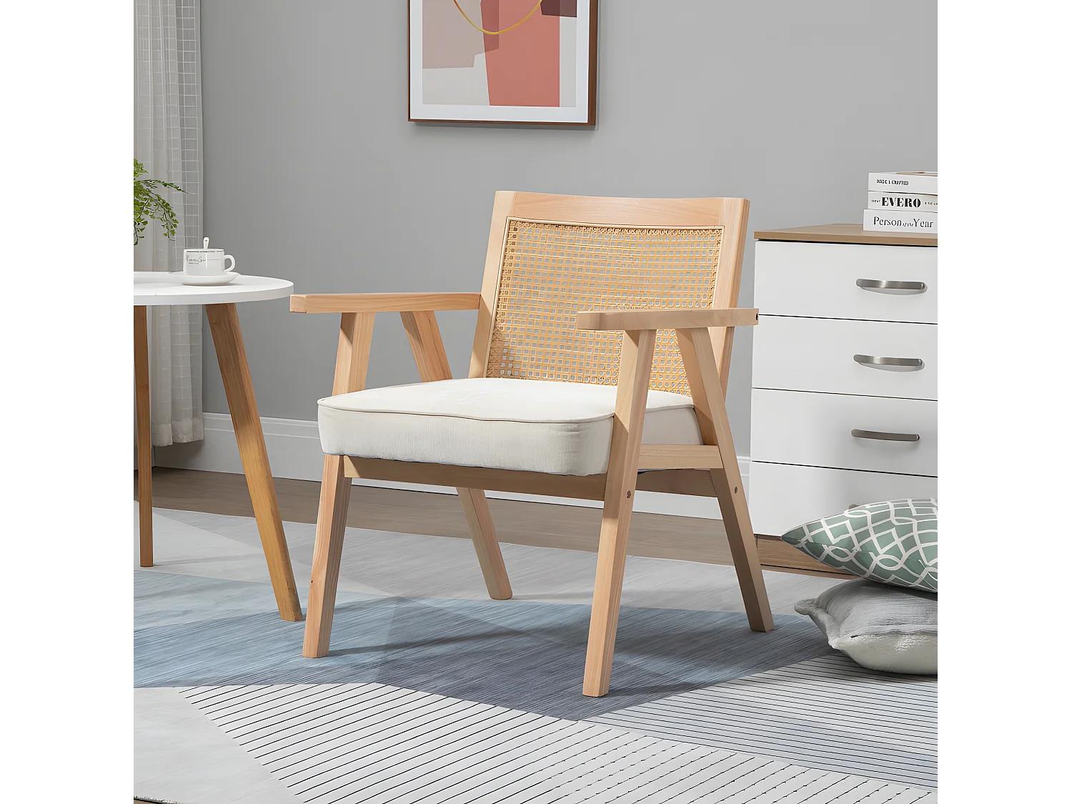 Fauteuil cannage LARIDA beige
