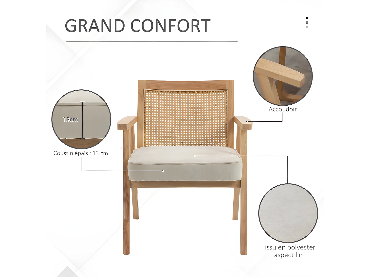 Fauteuil cannage LARIDA beige