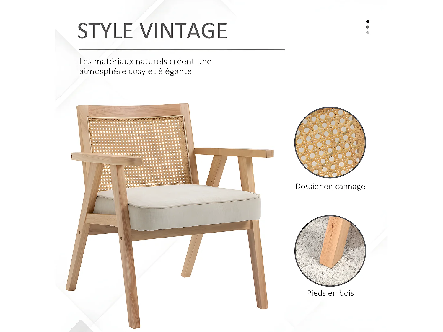 Fauteuil cannage LARIDA beige