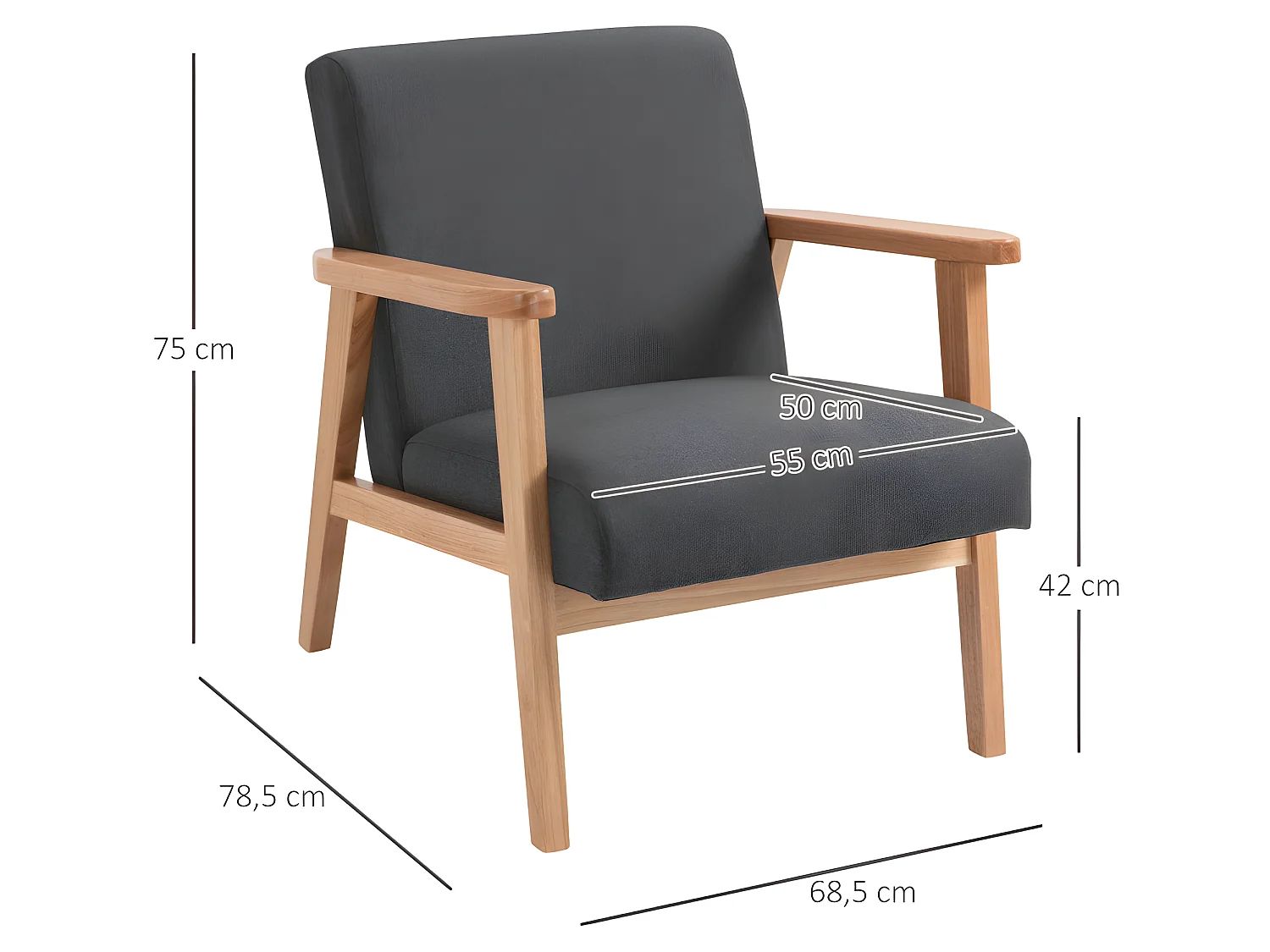 Fauteuil lounge FANO gris