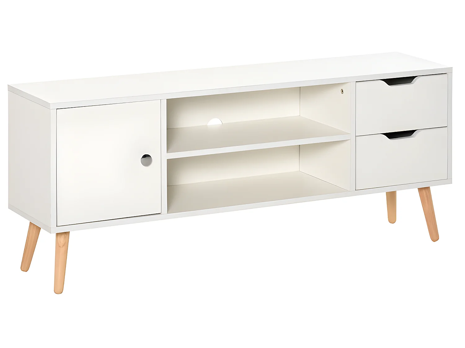 Meuble tv scandinave MURCIE pin et blanc