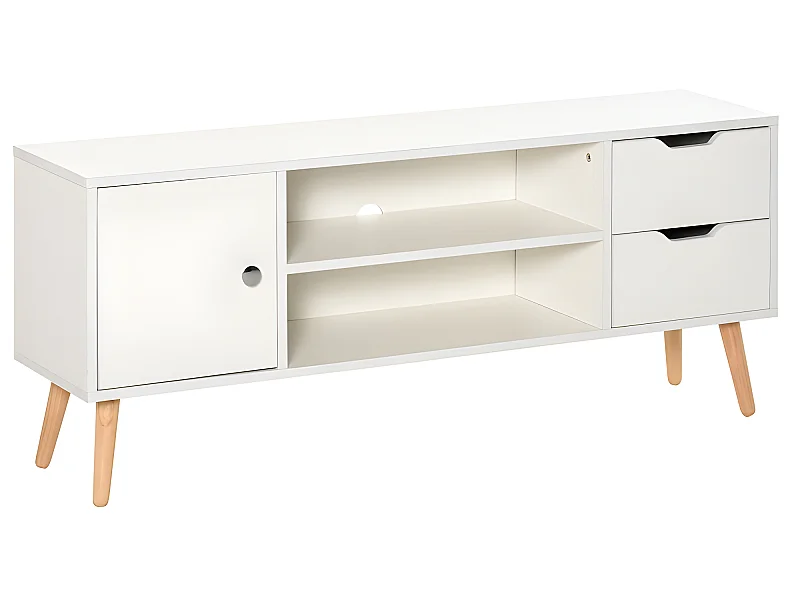 Meuble tv scandinave MURCIE pin et blanc