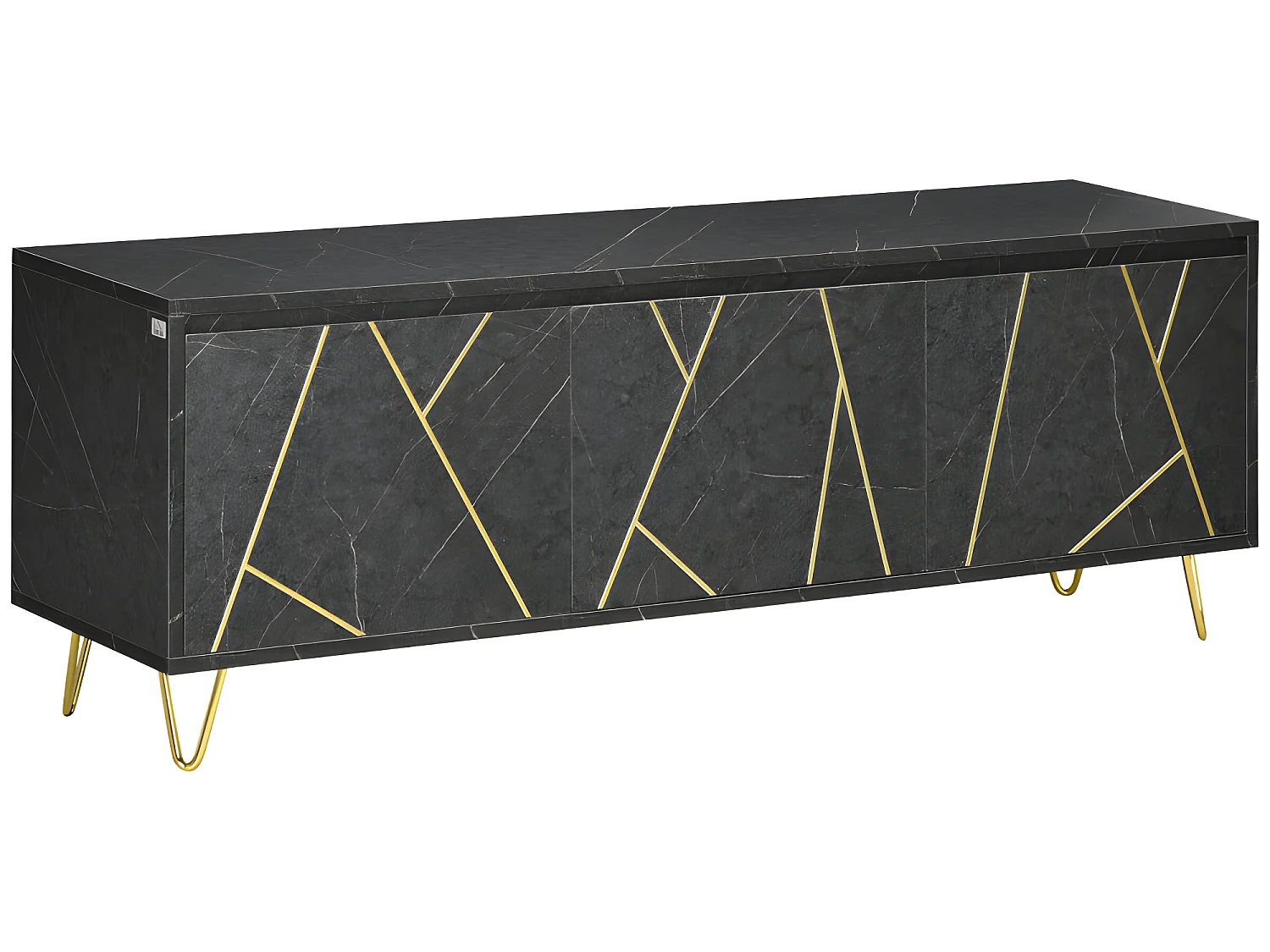 Meuble tv art déco PAMPELUNE noir et doré