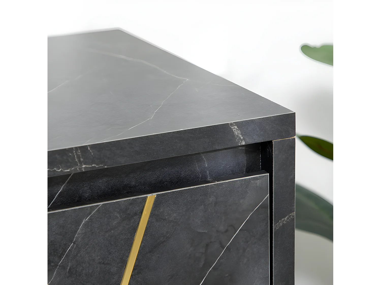 Meuble tv art déco PAMPELUNE noir et doré