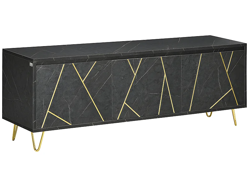 Meuble tv art déco PAMPELUNE noir et doré