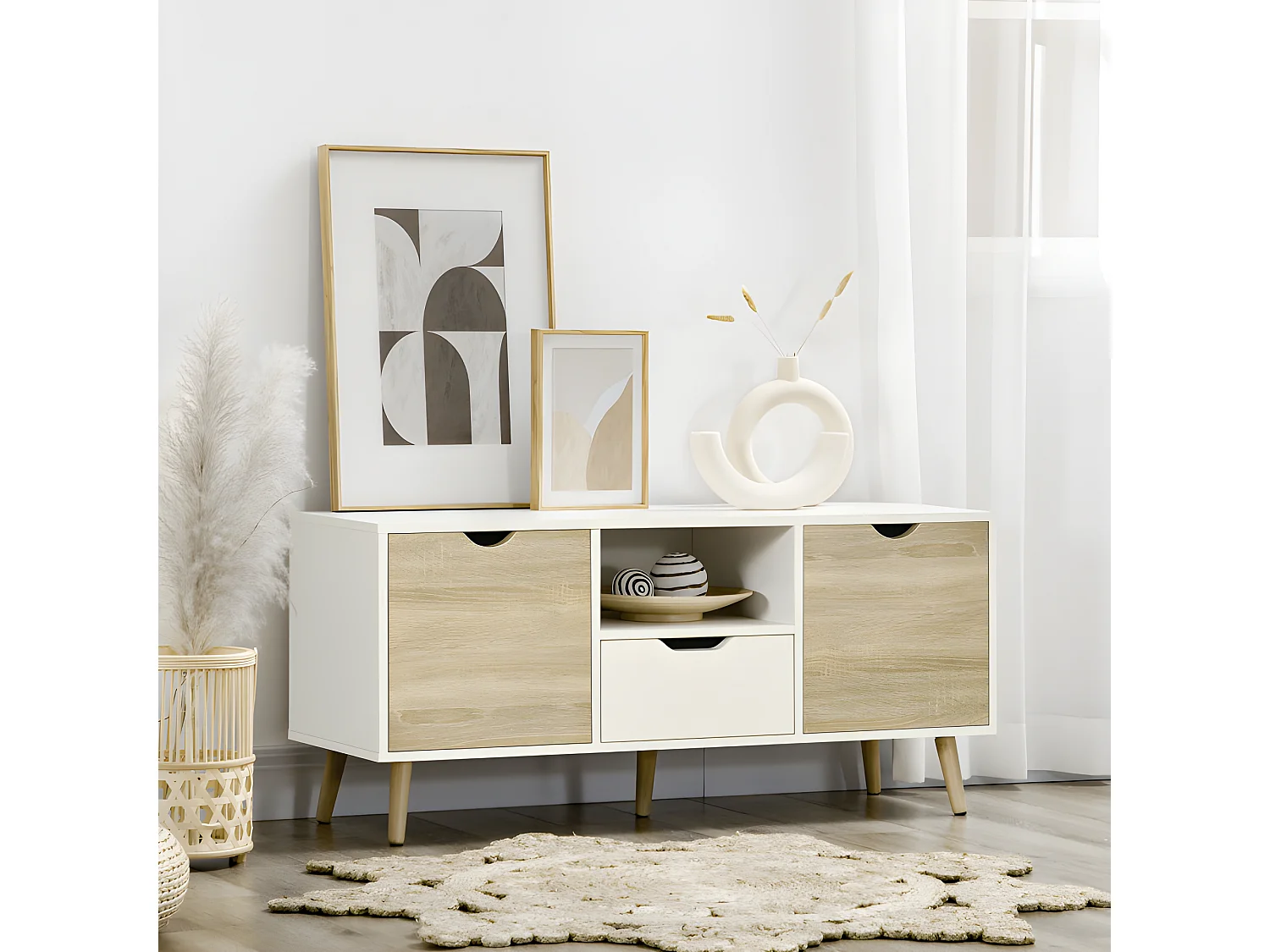 Meuble tv ORENSE aspect chêne clair