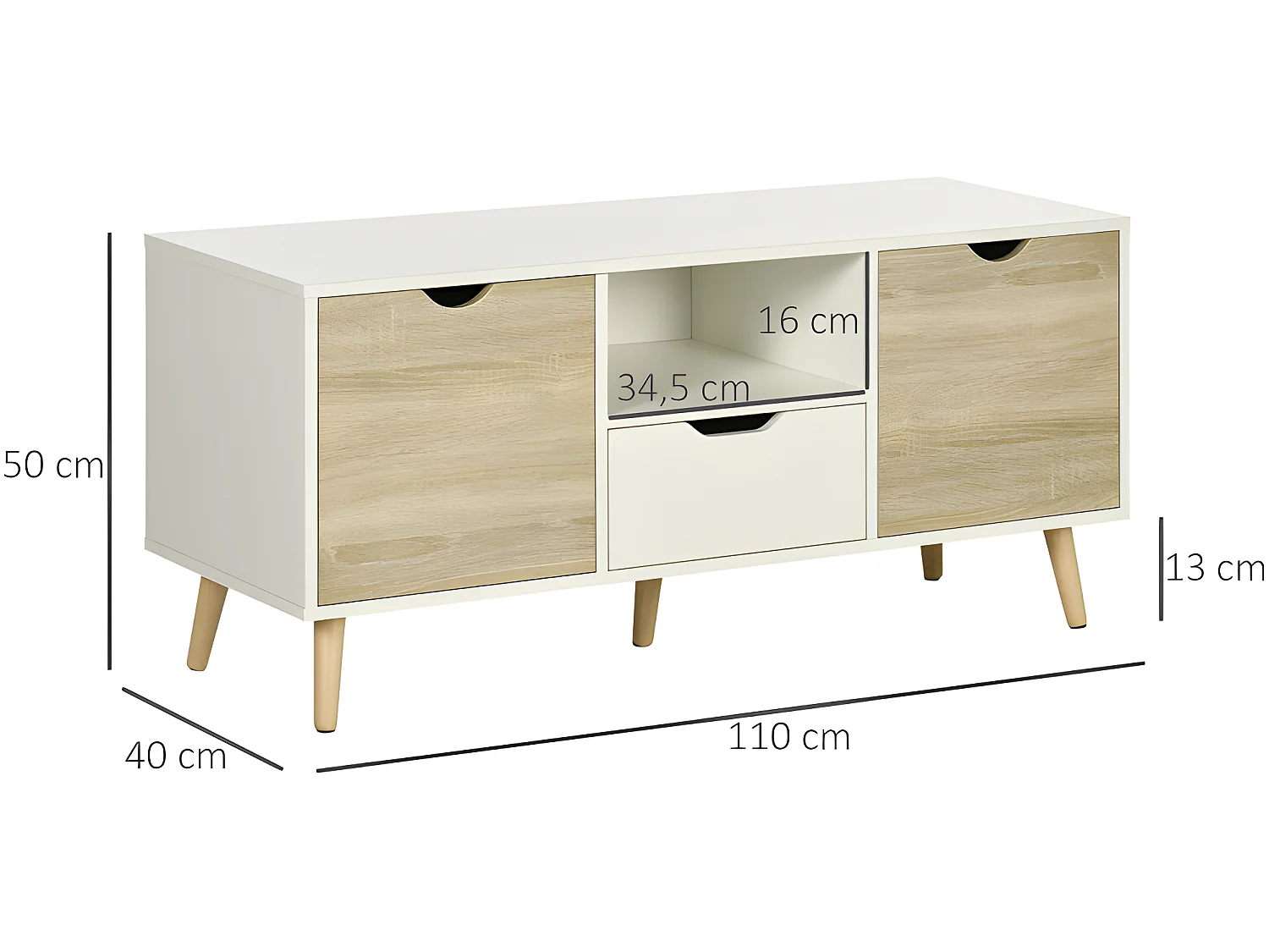 Meuble tv ORENSE aspect chêne clair