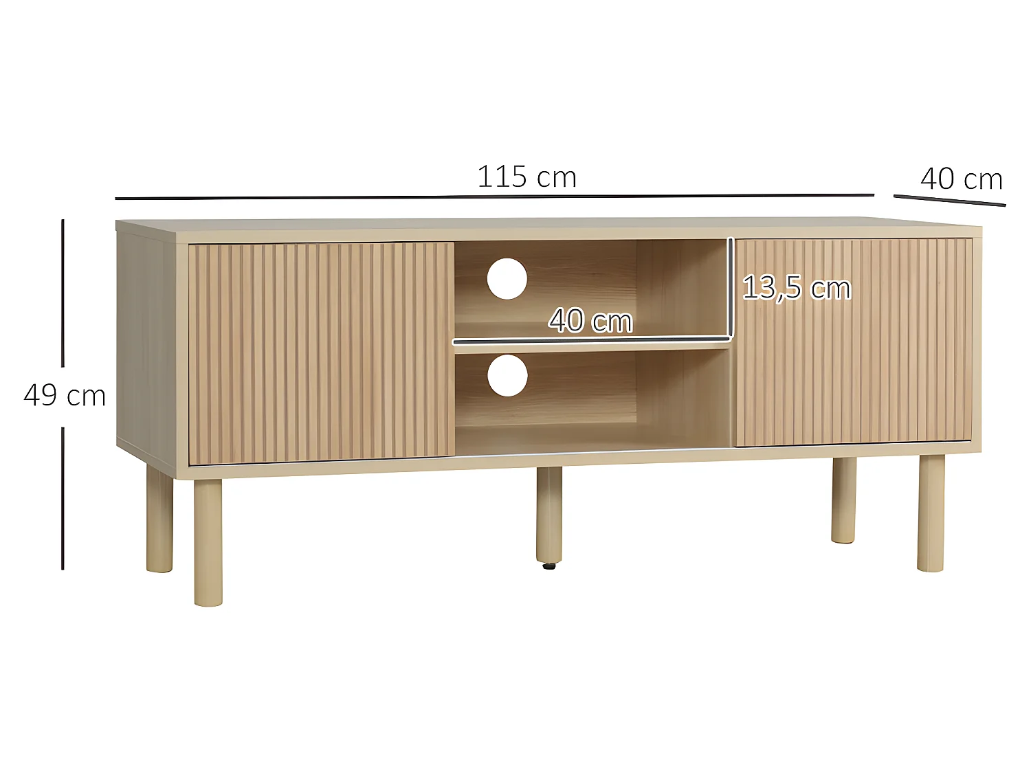 Meuble TV design BARCELONE aspect bois clair