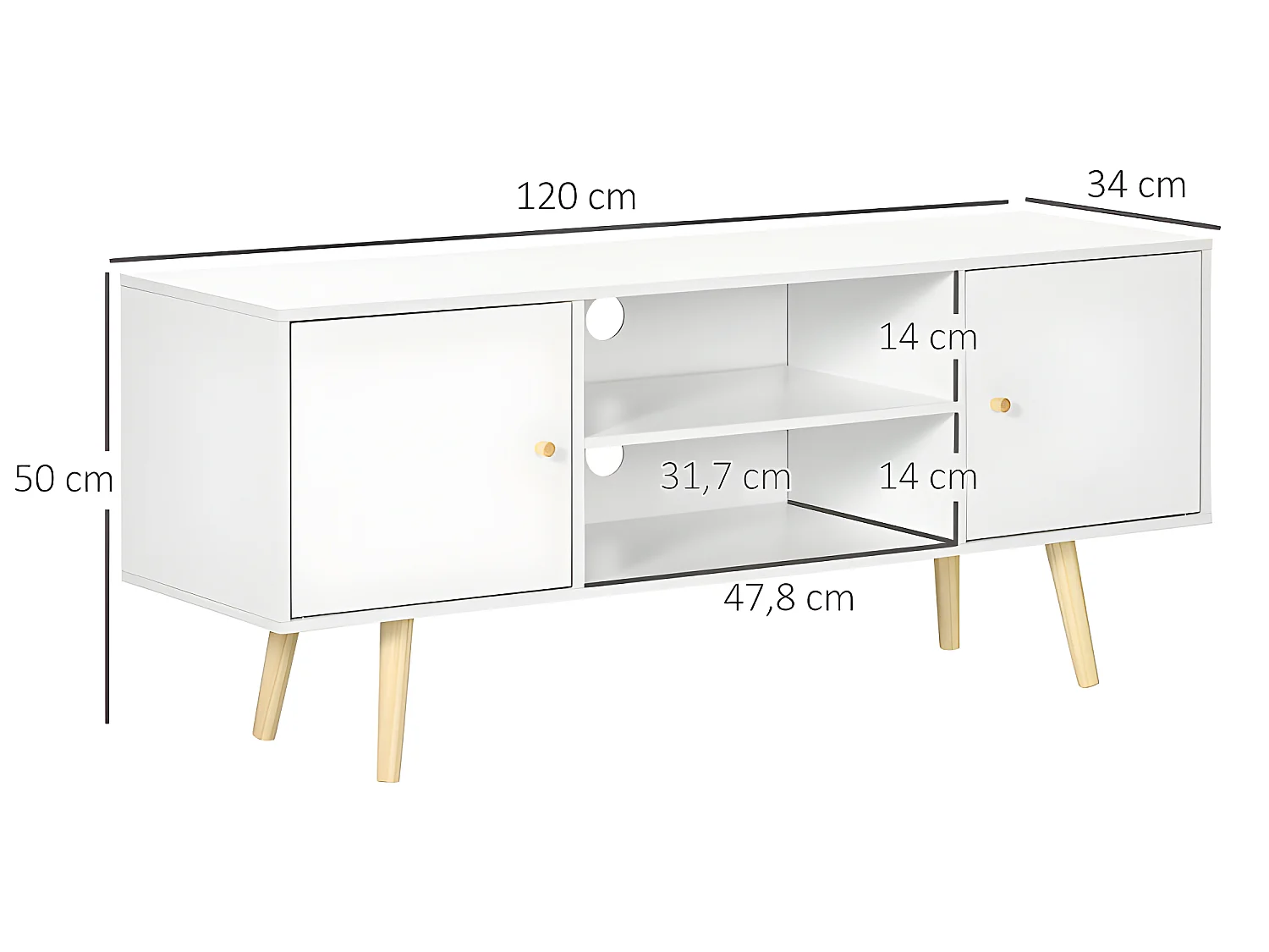 Meuble tv CORFOU blanc et bois