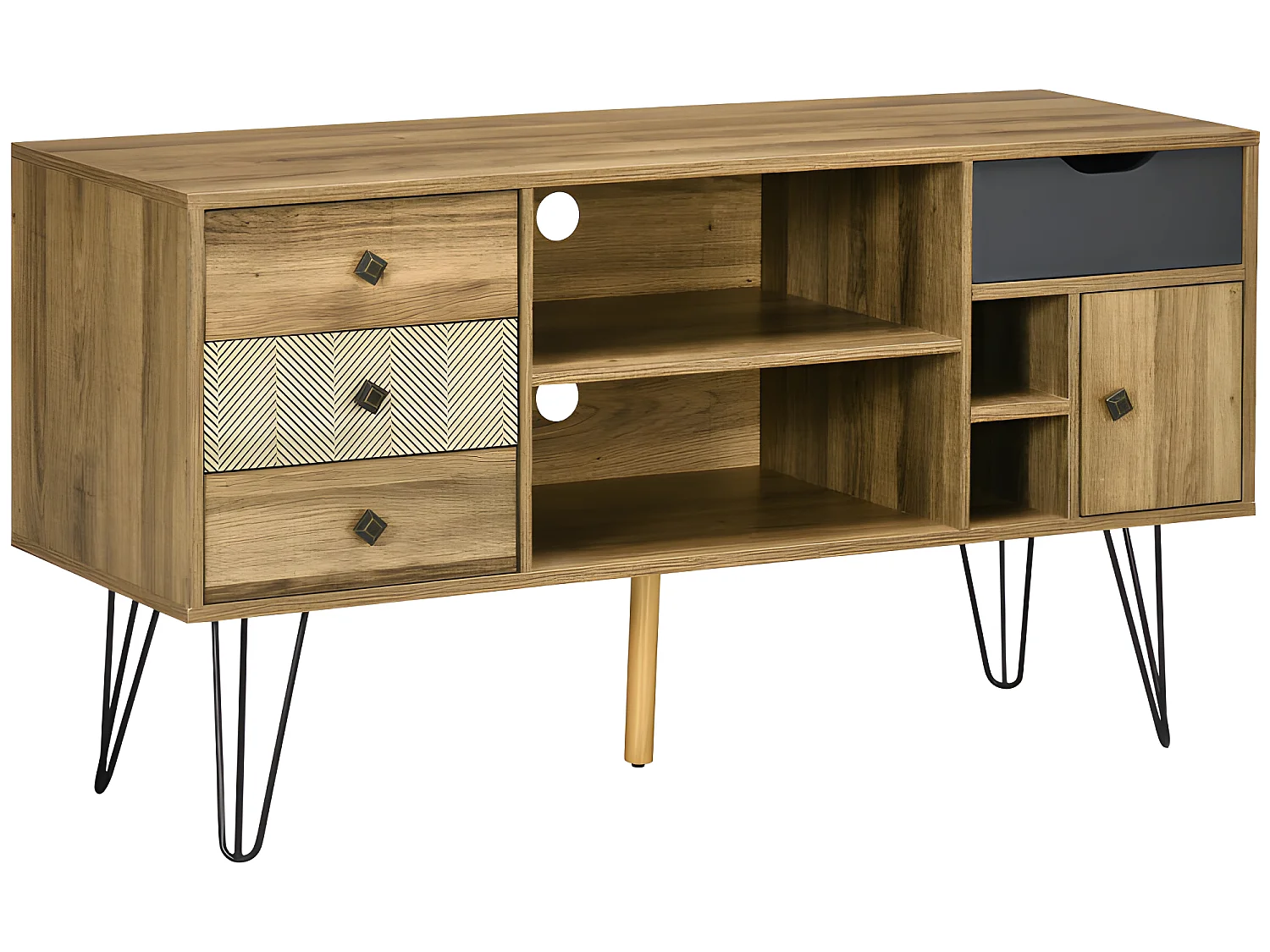 Meuble tv industriel VALLADOLID aspect bois et noir